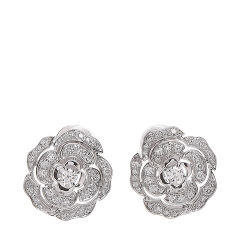 chanel white gold diamond earrings